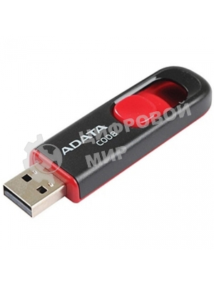 Флешка USB ADATA С008 (AC008-32G-RKD), 32Gb, USB 2.0, R/W 15/5, черный/красный