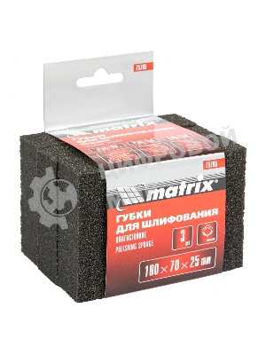 Губка для шлифования Matrix 100 x 70 x 25 мм, мягкая, 3 шт., P 60/80, P 60/100, P 80/120