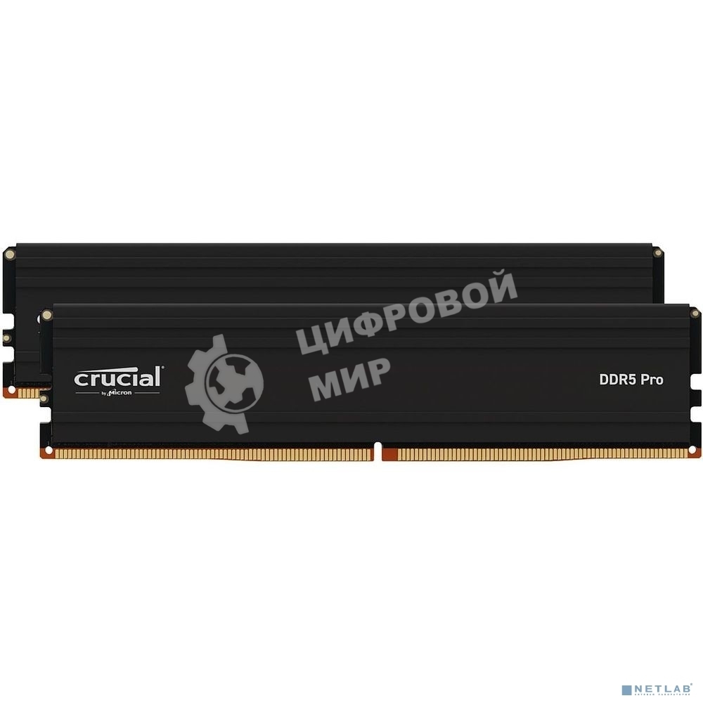 Оперативная память Crucial Pro, DDR5, 32Gb (2x16 Gb), 5600 MHz, CL46, DIMM, радиатор, черный