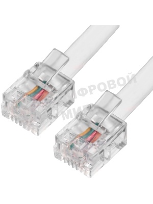 Телефонный шнур Greenconnect удлинитель для аппарата 3.0m GCR-TP6P4C-3.0m, 6P4C (джек 6p4c - jack 6p4c) белый Greenconnect Телефонный шнур удлинитель для аппарата 3.0m GCR-TP6P4C-3.0m, 6P4C (джек 6p4c - jack 6p4c) белый