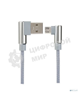 Кабель PERFEO USB2.0 A вилка - Micro USB вилка, угловой, серый, 1 м, бокс (U4805)