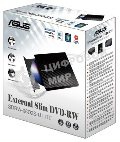 Оптический привод внешний DVD-RW Asus SDRW-08D2S-U белый USB внешний RTL