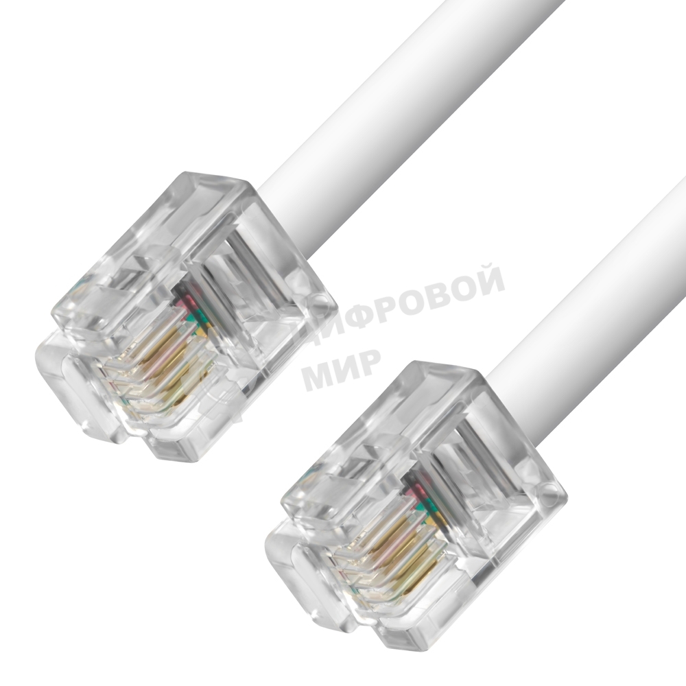 Телефонный шнур Greenconnect удлинитель для аппарата 3.0m GCR-TP6P4C-3.0m, 6P4C (джек 6p4c - jack 6p4c) белый Greenconnect Телефонный шнур удлинитель для аппарата 3.0m GCR-TP6P4C-3.0m, 6P4C (джек 6p4c - jack 6p4c) белый