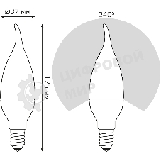 Лампа светодиодная Gauss Elementary 6Вт цок.: E14 свеча 220B св. свеч. бел. теп. (упак.: 10 шт)