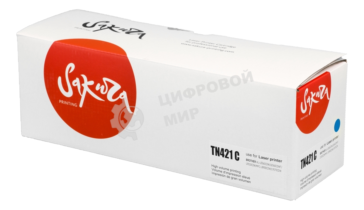 Картридж лазерный Sakura TN421C для Brother HL-8260DCW, DCP-8410, MFC-8690, синий, 1 800к.