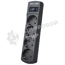 Сетевой фильтр ZIS Pilot m Max 4 розетки (евро с заземлением), 15А/3.3 кВа, автомат, 7 м, черный Surge protector Pilot m Max 4 euro outlets, 15А/3.3кВа, 7m, black
