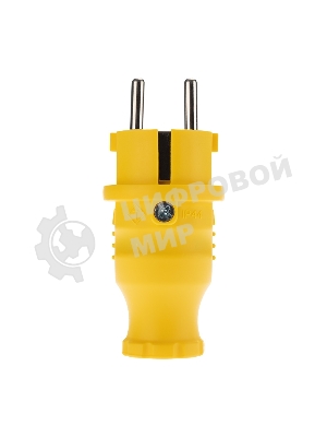 Вилка Rexant прямая влагозащищенная, c/з, 16А. IP44, каучук желтая