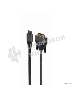 Кабель HDMI-DVI Cablexpert CC-HDMI-DVI-4K-6, 19M/19M, single link, 4K, медь, нейлоновая оплетка, метал.разъемы, 1.8м, черный, коробка