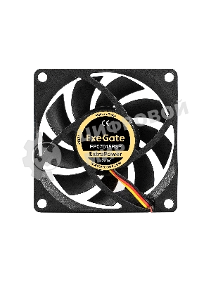 Вентилятор для корпуса ExeGate ExtraPower EP07015B3P черный, 70 мм, 3100 об/мин, 28 дБ, 3 pin