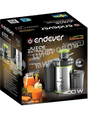 Соковыжималка Endever Sigma 75 серебристый, центробежная, 400 Вт, 450 мл, электронное