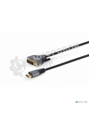 Кабель HDMI-DVI Cablexpert CC-HDMI-DVI-4K-6, 19M/19M, single link, 4K, медь, нейлоновая оплетка, метал.разъемы, 1.8м, черный, коробка