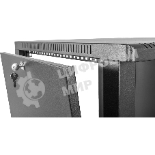 Шкаф коммутационный ЦМО (ШРН-9.350.1-9005) настенный 9U 600x350 мм пер. дв. стал. лист 200 кг черный 300 мм