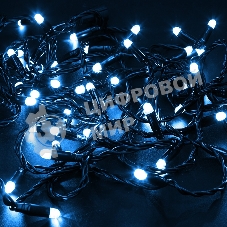 Гирлянда Neon-night Нить 10м, эффект мерцания (каждый 5-ый), черный ПВХ, 230В, Синий