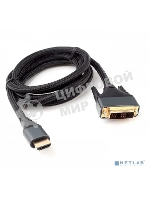 Кабель HDMI-DVI Cablexpert CC-HDMI-DVI-4K-6, 19M/19M, single link, 4K, медь, нейлоновая оплетка, метал.разъемы, 1.8м, черный, коробка