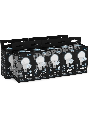 Лампа светодиодная Gauss 102502210-M 10Вт цок.: E27 груша 220B св. свеч. бел. нейт. A60 (упак.: 10 шт)