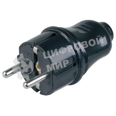 Вилка прямая ВПп10-02-Ст разборная с заземл. контактом 16А черный IEK EVP10-16-01-K02