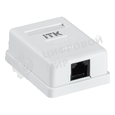 Настенная информационная розетка RJ45 8P8C, кат.5Е, UTP, 1-порт, белая 