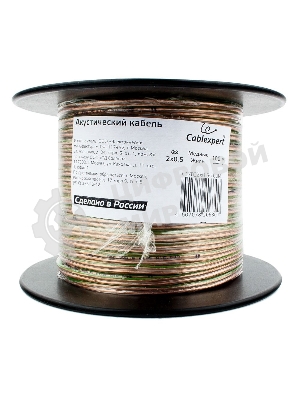 Акустический кабель Cablexpert CC-TC2x0,5-100M, прозрачный, 100 м, на катушке