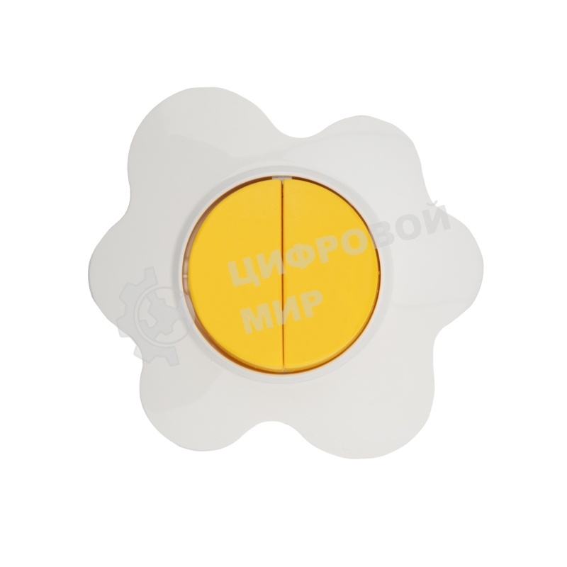 Выключатель двухклавишный Kranz HAPPY Яичница скрытой установки, желтый/белый