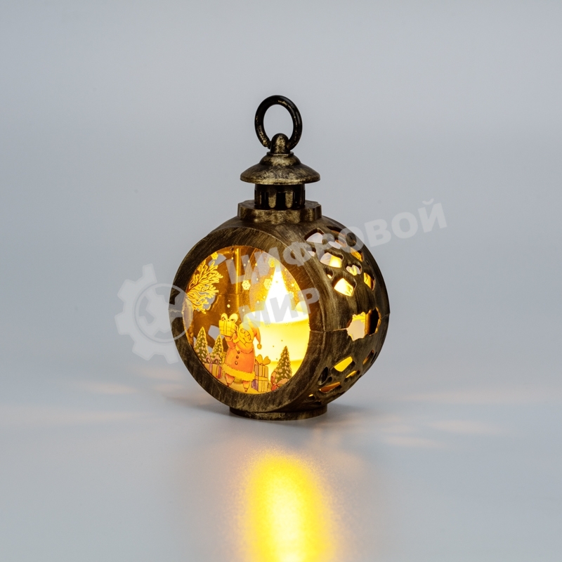 Фонарь декоративный Neon-night (фигура) со свечкой 9х5х13см, цвет корпуса бронзовый, цвет свечения теплый белый, питание 3xLR1130 (в комплекте)