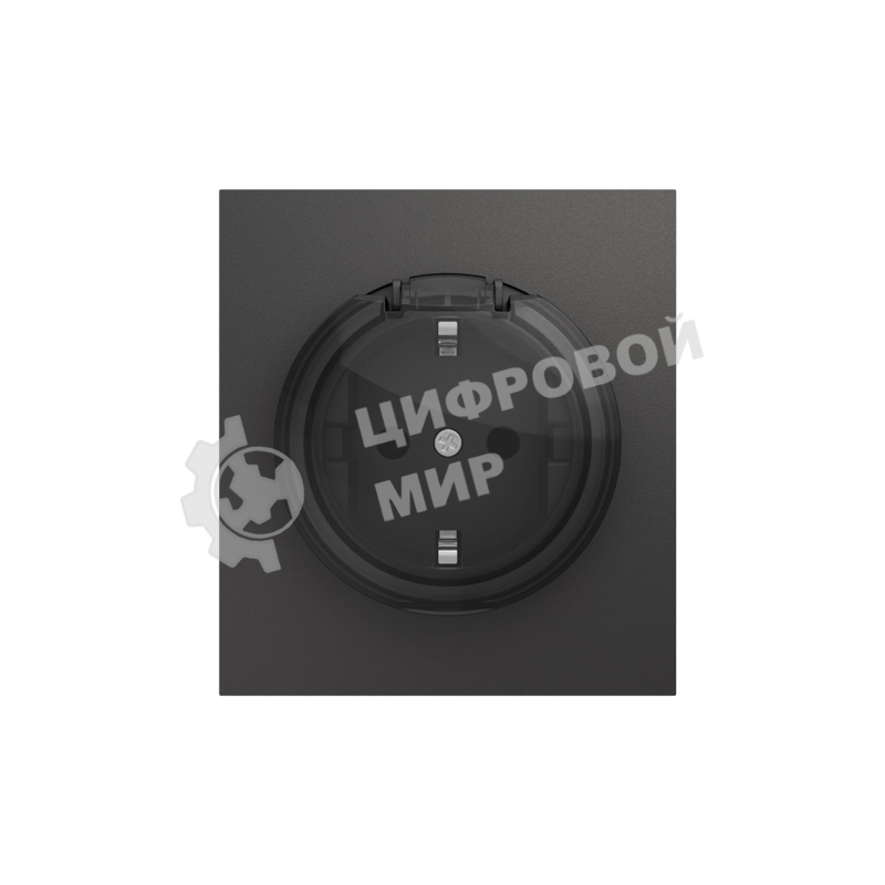 Розетка Kranz STRONG 1-ая с/з с/у, со шторками и крышкой 16А графит