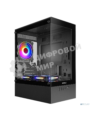 Компьютерный корпус Ginzzu CL475 mATX FAN 3*12LC4 передняя панель Стекло