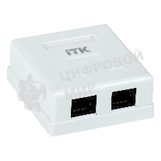 Настенная информационная розетка RJ45 8P8C, кат.5Е UTP, 2-порта, белая 