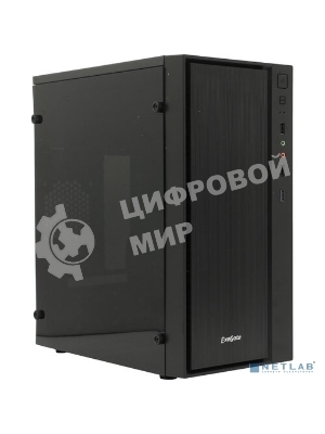 Компьютерный корпус Minitower ExeGate mEVO-9301 Black-RGb light, ATX, (700NPX), с окном, 2*USB+1*USB 3.0, HD Audio