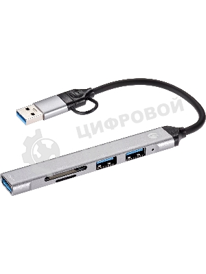USB-концентратор TypeC+adapter-->USB3.0+2USB2,0+SD+TF, VCOM