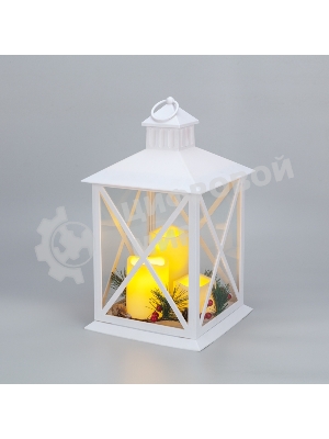Фонарь декоративный (фигура) с тремя свечами Neon-night, белый корпус, 24х24х40 см, теплый белый