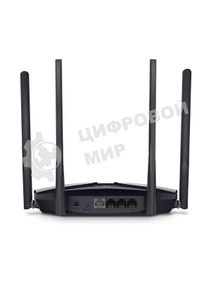 Двухдиапазонный роутер MERCUSYS MR80X AX3000 Wi-Fi 6, до 574 Мбит/с на 2,4 ГГц + до 2402 Мбит/с на 5 ГГц,4 фиксированные внешние антенны, 3 гигабитных порта LAN, 1 гигабитный порт WAN