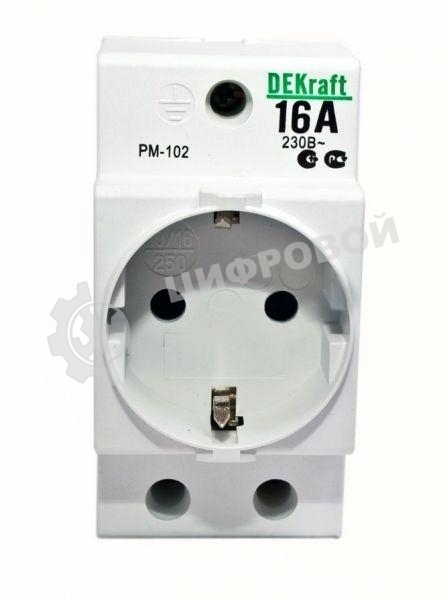 Розетка 16А 220В 2P+PEN на DIN-рейку PM-102 SchE 18012DEK