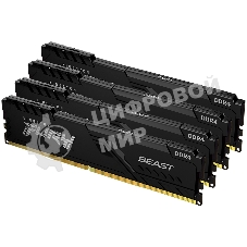 Оперативная память Kingston Fury Beast, DDR4, 32Gb (4x8GB), 3200MHz, CL16, DIMM, с радиатором, черный