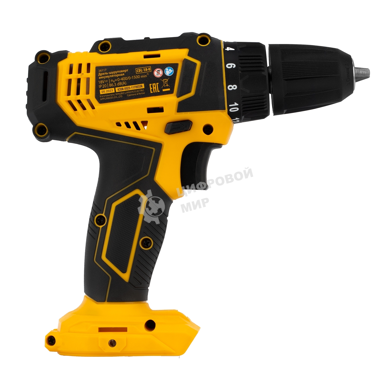 Дрель-шуруповерт Denzel CDL-18-0, 18 В, 0 Ач, 30 Нм, щеточный