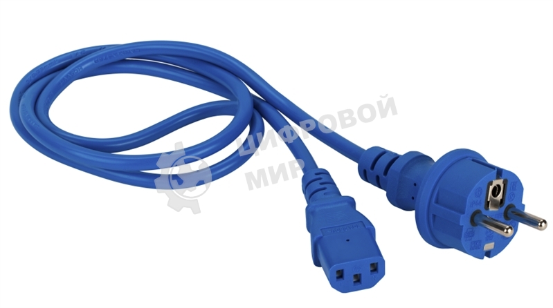 Шнур питания Lanmaster C13-Schuko прямая, 3х0.75, 220В, 10А, синий, 1 метр