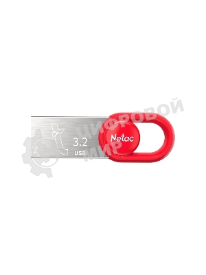 Флешка USB Netac UM2 (NT03UM2N-064G-32RE), 64Gb, USB 3.0, R/W 130/50, серебристый/красный