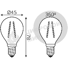 Лампа светодиодная Gauss Filament 11Вт цок.: E14 шар 220B 2700K св. свеч. белый теп. (упак.: 10 шт)