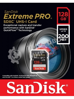 Флеш карта SanDisk Extreme PRO 128Gb SDXC Memory Card 200MB/s