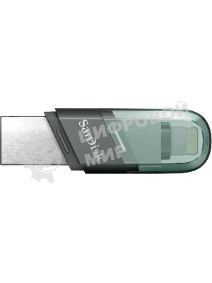 Флешка USB Sandisk IX90N iXpand Flip (SDIX90N-064G-GN6NN), 64Gb, USB 3.1/Lightning, R/W 150/70, зеленый/серебристый