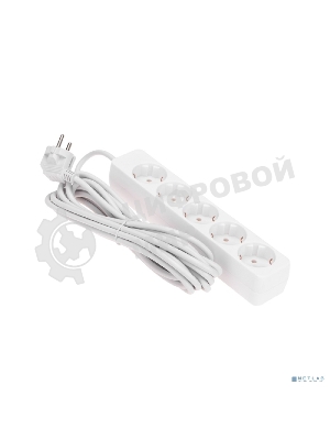 Удлинитель 5 гнезд, 5 м, 3х0,75 мм², с/з, белый PROconnect