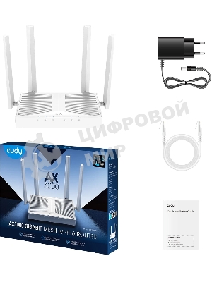 Роутер беспроводной Cudy WR3000E 2.0 Гигабитный роутер Wi-Fi 6 AX3000, 2,4/5 ГГц, до 2976 Мбит/с, 5x1 Гбит/с, IPv6, 4 антенны, черный