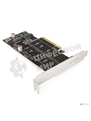 Переходник ExeGate EXE-597E2 (2 x M.2 M key -> PCI-E x8 v3.0, для установки двух SSD M.2 2230/2242/2260/2280/22110 M key NGFF в слот PCI-E, материнская плата должна быть c функции Bifurcation PCI-E)