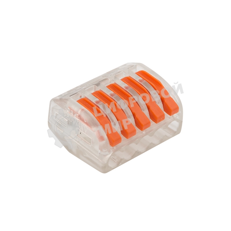 Универсальная клемма Rexant 5-проводная, прозрачная (0,08-2,5/4 мм²) (40 шт./уп.)