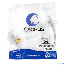 Шнур коммутационный Cabeus, Cat.5e, неэкр., U/UTP, RJ45/RJ45, PVC, AWG24, 0.3м, серый