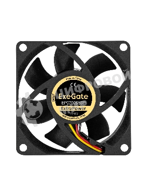 Вентилятор для корпуса ExeGate ExtraPower EP07025S3P черный, 70 мм, 4800 об/мин, 46.2 дБ, 3 pin