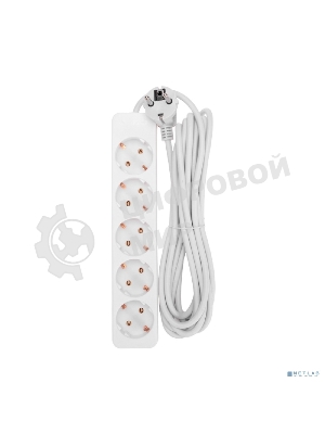 Удлинитель 5 гнезд, 5 м, 3х0,75 мм², с/з, белый PROconnect
