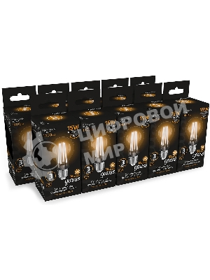 Лампа светодиодная Gauss Filament 102902115 15Вт цок.: E27 груша 220B св. свеч. бел. теп. (упак.: 10 шт)