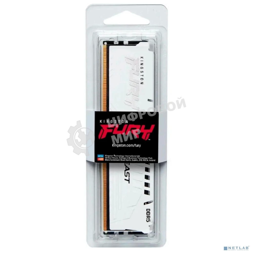 Оперативная память Kingston Fury Beast Expo, DDR5, 16Gb (1x16 GB), 6400 MHz, CL32, DIMM, радиатор, белый