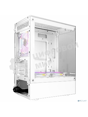 Компьютерный корпус Ginzzu CL485 mATX FAN 3*12LD4 передняя панель Стекло белый