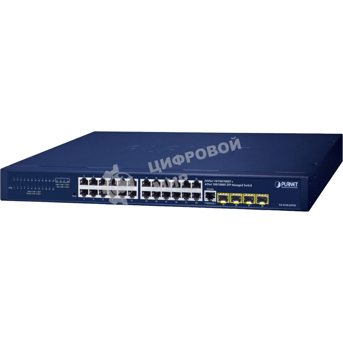 Коммутатор PLANET GS-4210-24T4S IPv4/IPv6, 24-Port 10/100/1000T + 4-Port 100/1000X SFP L2/L4 SNMP Manageable Gigabit Ethernet Switch(supports ERPS Ring, CloudViewer app, MQTT and Cybersecurity feature)